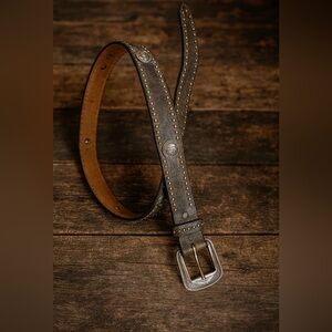 Studded Western Leather Belt with Cactus Conchos